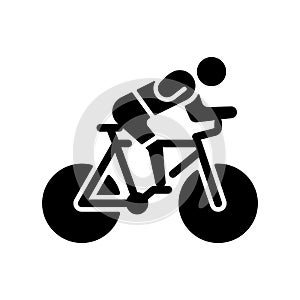 Track cycling black glyph icon