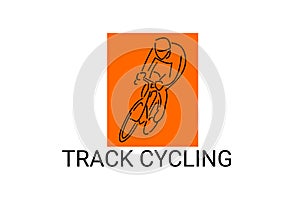 Track Cycling sport vector line icon. sportman with Track Cycling\'s bike.