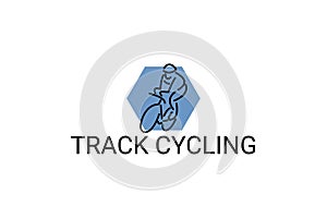 Track Cycling sport vector line icon. sportman with Track Cycling\'s bike.