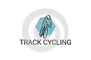 Track Cycling sport vector line icon. sportman with Track Cycling\'s bike.