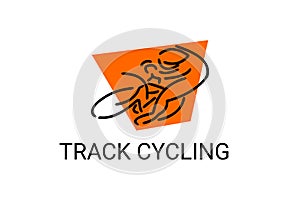 Track Cycling sport vector line icon. sportman with Track Cycling\'s bike.