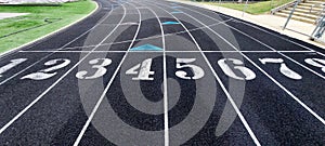 Track and Field starting running lanes with numbers