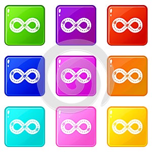 Track icons set 9 color collection