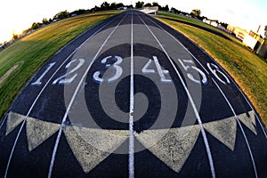 Track Lanes Race Racing Run Running Fisheye Lens Round with Numbers