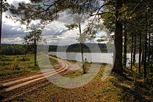 Track by picturesque river