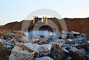 Track-type bulldozer, earth-moving equipment. Land clearing, grading, pool excavation, utility trenching, utility trenching