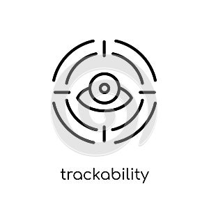 trackability icon. Trendy modern flat linear vector trackability icon on white background from thin line General collection