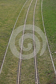 Trackage in grass photo
