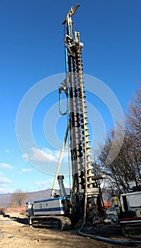 A tracked auger piling rig starts the works in the new construction site