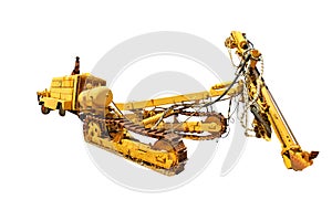 Tracked bulldozer with drilling machine