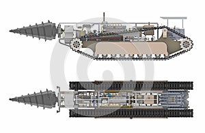 Tracked drilling machine 3d rendering