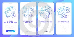 Tracking customer engagement blue gradient onboarding mobile app screen