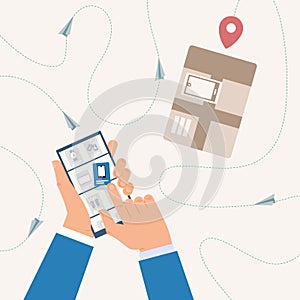 Tracking Goods Delivery Status with Phone Vector