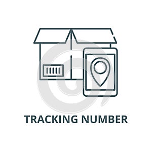 Tracking number vector line icon, linear concept, outline sign, symbol