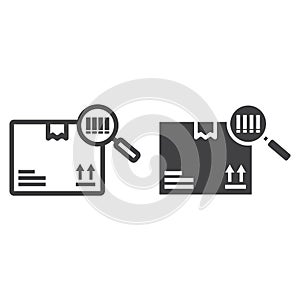 Tracking parcel line and glyph icon, logistic