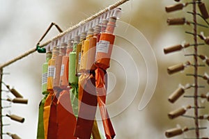 Tracks of firecrackers prepared for a MascletÃ  in the Fallas of Valencia. Spain