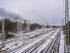 Tracks in front of the power plant