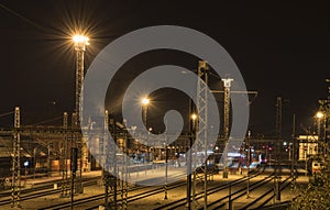 Tracks and lights in Veseli nad Luznici station