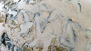 Tracks in the mud of the North Sea at low tide