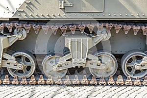 Tracks of an old powerful tank from the WWII era