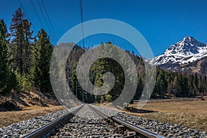 Tracks of the Raetian Railways leading to the mountains - 2