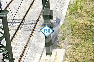 Tracks and signals in the railway landscape of La Maquinista in Barcelona