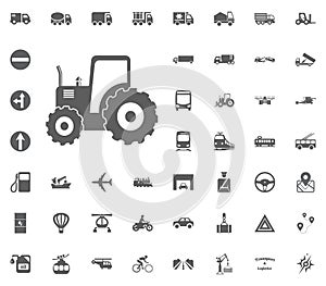 Tracktor icon. Transport and Logistics set icons. Transportation set icons