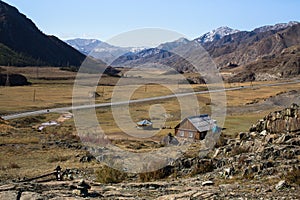 Tract Kalbak-Tash and Chuya Highway in Altai mountains