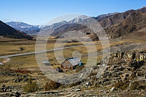 Tract Kalbak-Tash and Chuya Highway in Altai mountains