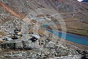 Tract Kalbak-Tash and Chuya Highway in Altai mountains