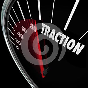 Traction Gaining Ground Momentum Speedometer Measure Progress