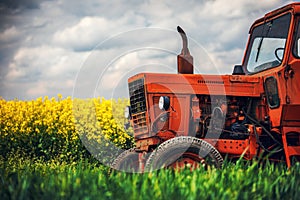 Tractor in the agricultural fields