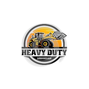 tractor - backhoe loader logo with emblem style photo
