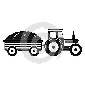 Tractor in black style isolated on white background