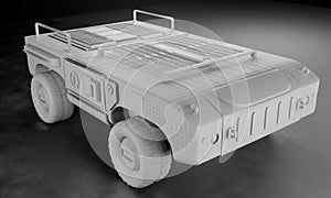 Tractor car model wireframe