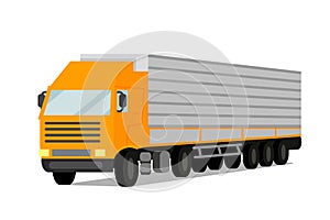 Tractor Cargo Trailer Flat Vector Illustration