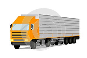 Tractor Cargo Trailer Flat Vector Illustration photo