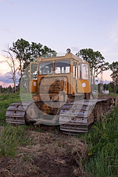 Tractor CHTZ-URALTRAK T-130. A Soviet agricultural and industrial tracked tractor produced by the Chelyabinsk Tractor Plant