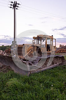 Tractor CHTZ-URALTRAK T-130. A Soviet agricultural and industrial tracked tractor produced by the Chelyabinsk Tractor Plant