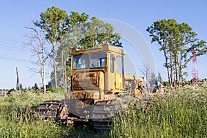 Tractor CHTZ-URALTRAK T-130. A Soviet agricultural and industrial tracked tractor produced by the Chelyabinsk Tractor Plant