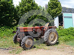 A tractor in a Croatian village