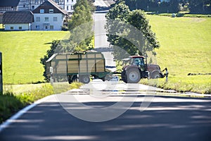 Tractor crossing a country road