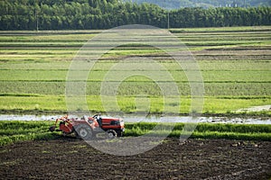 Tractor with cultivator