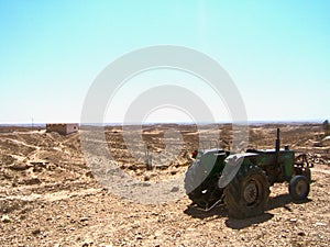 Tractor in the desert of Gabes, Tunisia, Africa