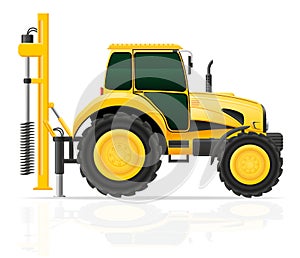 Tractor with a drilling rig vector illustration