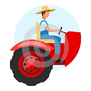 Tractor driver flat concept icon