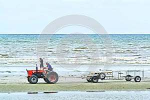 Tractor Driving on the Beach