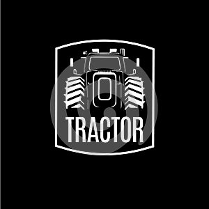 Tractor emblem, farm workhorse sign, agriculture logo, Fieldwork Machinery icon. Vector illustration.