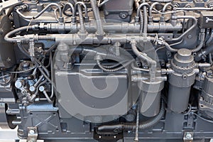 Tractor engine close up photo