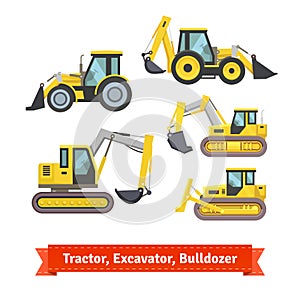Tractor, excavator, bulldozer set